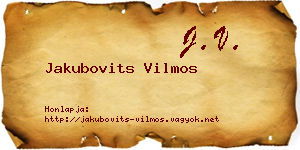 Jakubovits Vilmos névjegykártya